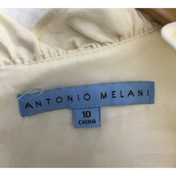 ANTONIO MELANI -WOMENS MIDI V-NECK RUFFLE BACK ZIP-UP CLOSURE DRESS SIZE 10 - Picture 3 of 6